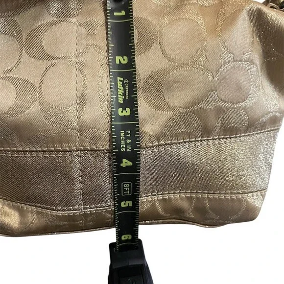 Coach Signature C Small Shoulder Bag Purse Gold Metallic Studded Strap - Picture 13 of 13